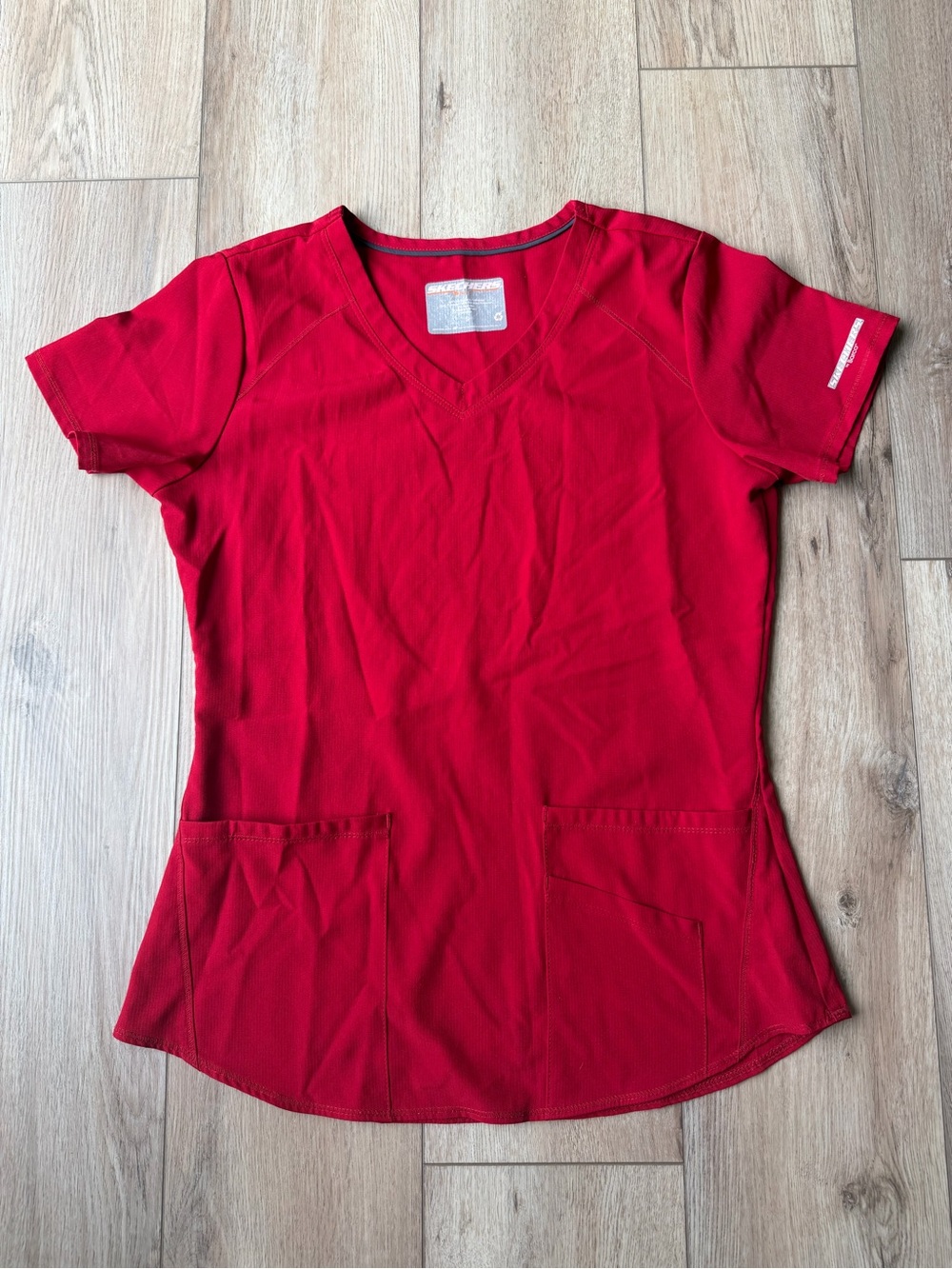 WonderWink Red V-Neck Short Sleeve Scrub Top